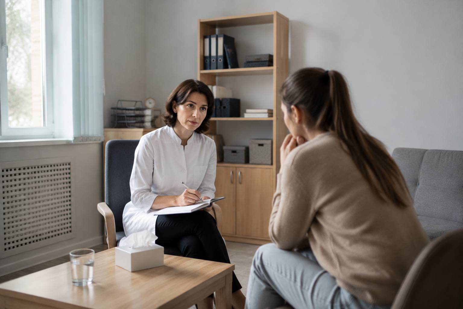 Специалист объясняет пациенту причины возникновения заболевания